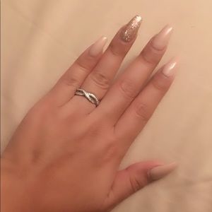 14k white gold infinity diamond promise ring